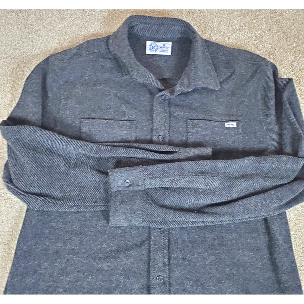 Hurley Button Up Men's Gray Shirt‎ Jacket Size M Long Sleeve